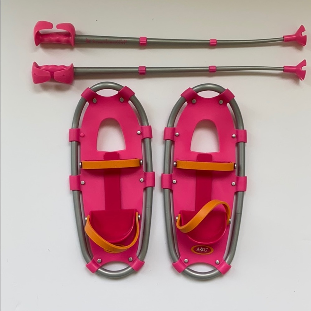 American Girl Doll Snow Shoes with Ski Poles